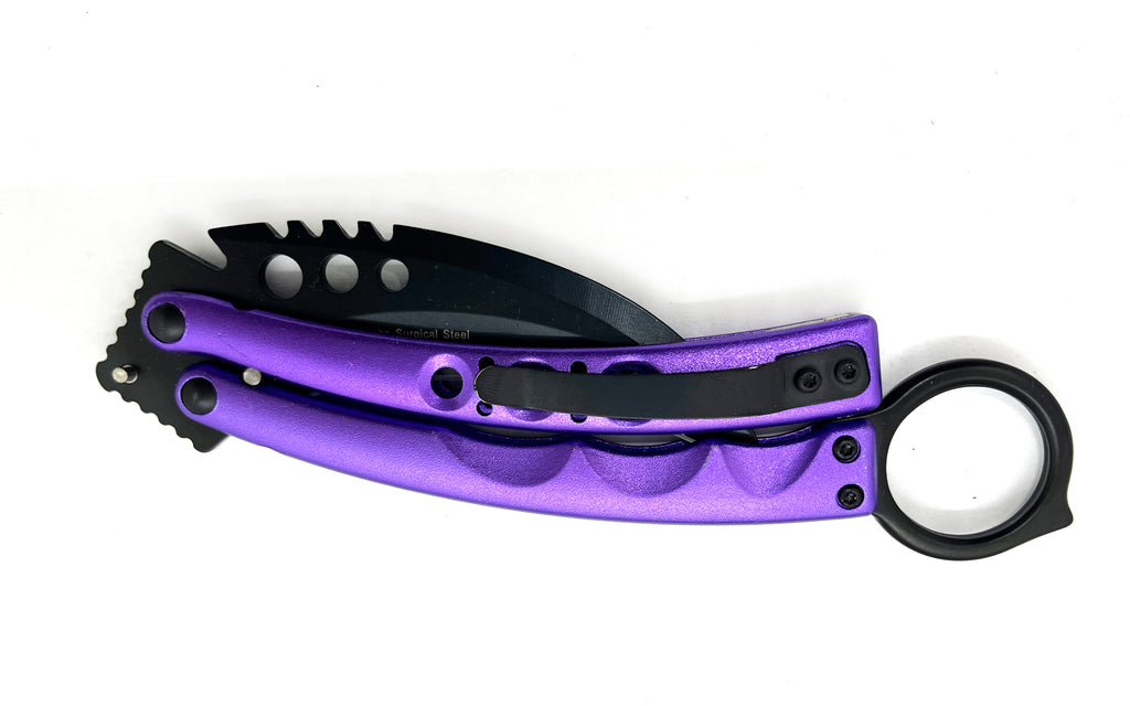 8.5 Inch Tiger-USA  Karambit Butterfly   - Purple