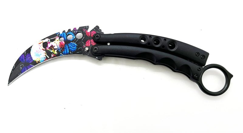 8.5 Inch Tiger-USA  Karambit Butterfly  -Skull and Butterfly