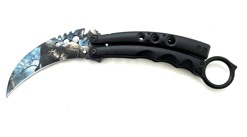 8.5 Inch Tiger-USA  Karambit Butterfly  - Nighter Skull