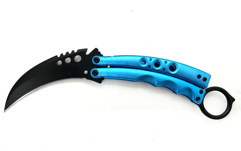 8.5 Inch Tiger-USA  Karambit Butterfly   - TEAL