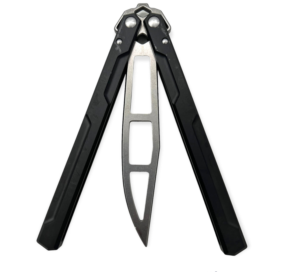 Butterfly Training Knife (Black Handle, Silver Blade)