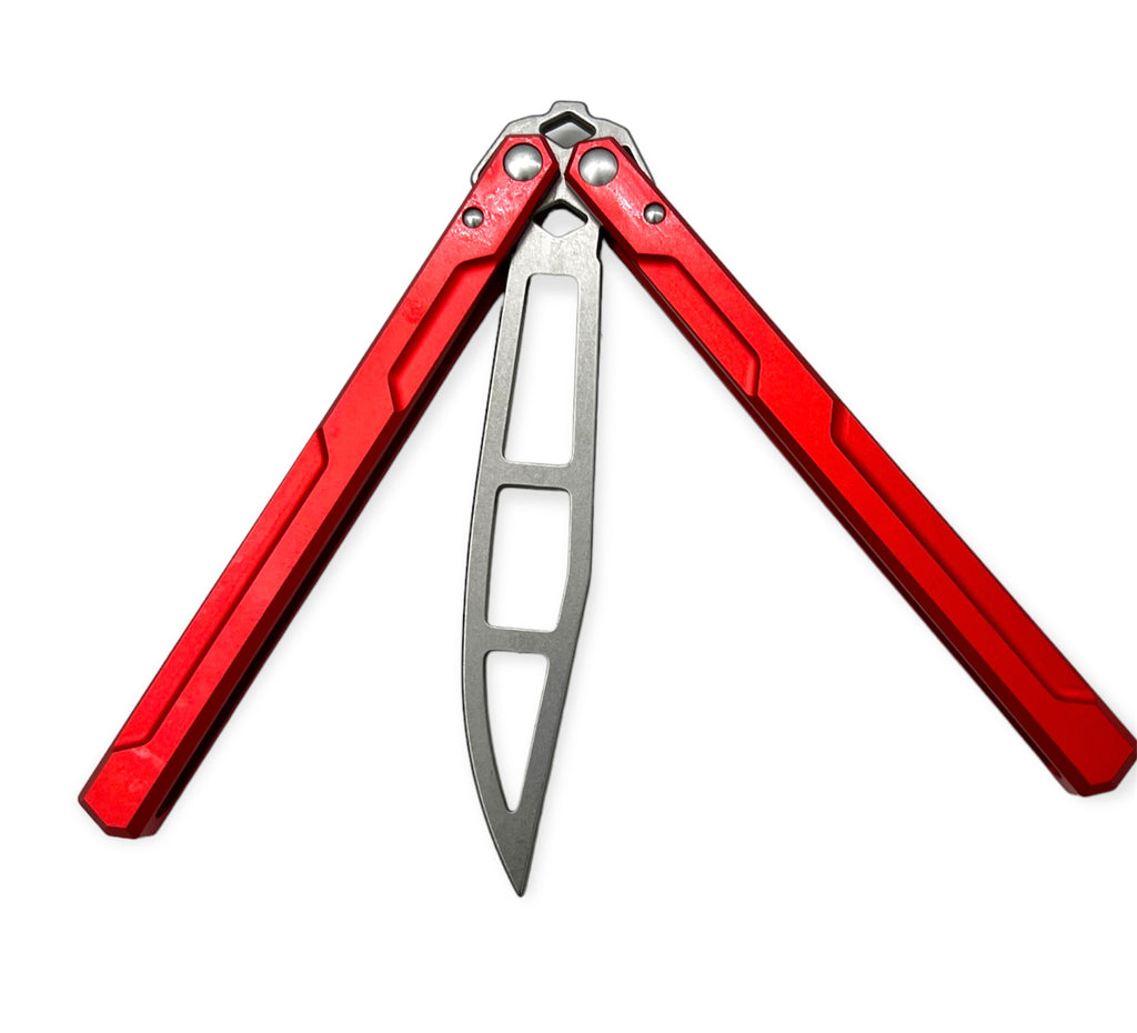 Butterfly Training Knife (Red Handle, Silver Blade)