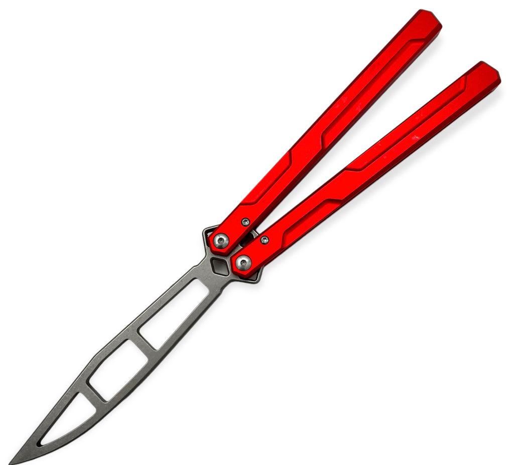 Butterfly Training Knife (Red Handle, Silver Blade)