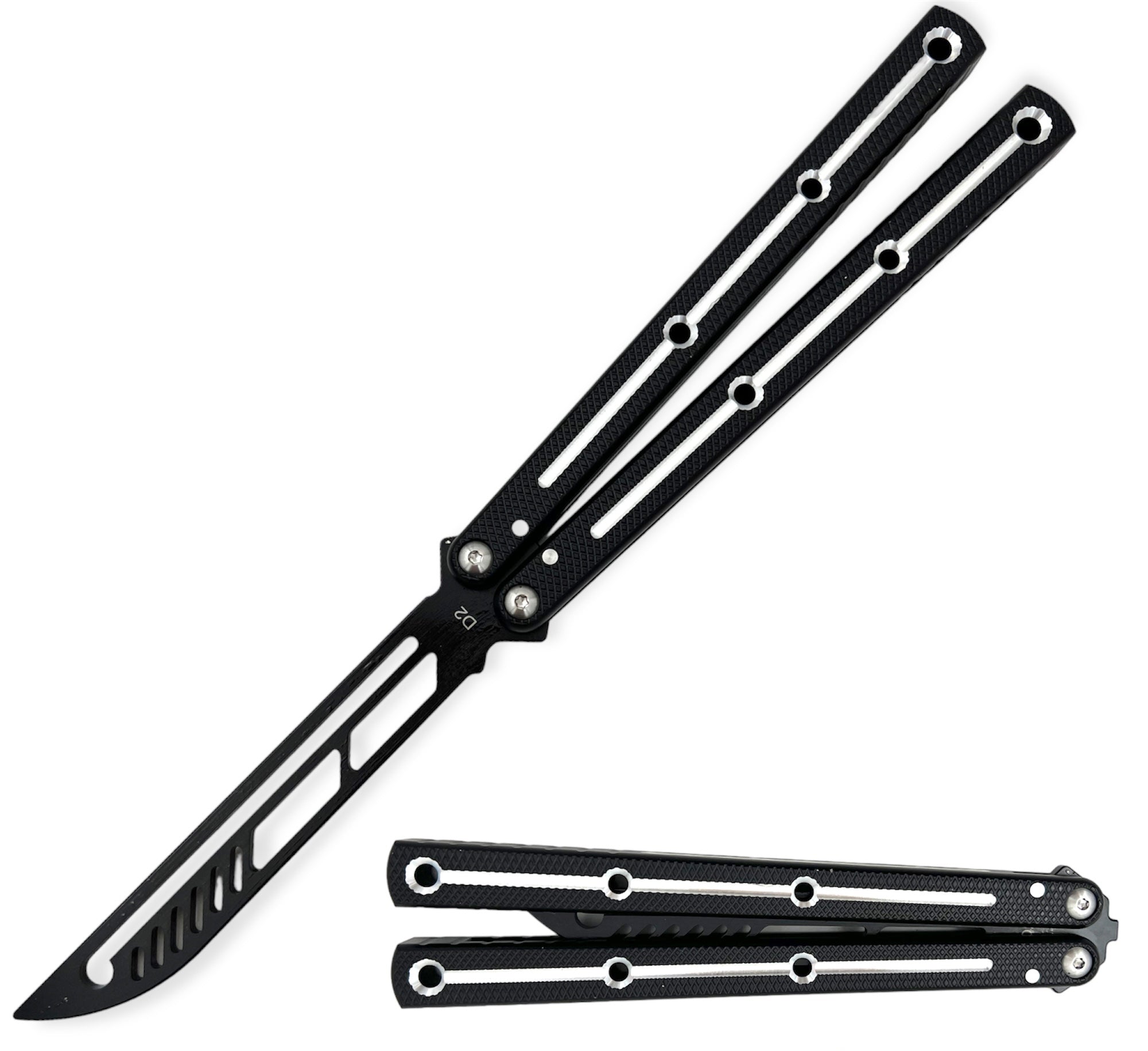 High Quality CNC Machined Butterfly Knife Black Aircraft Aluminum