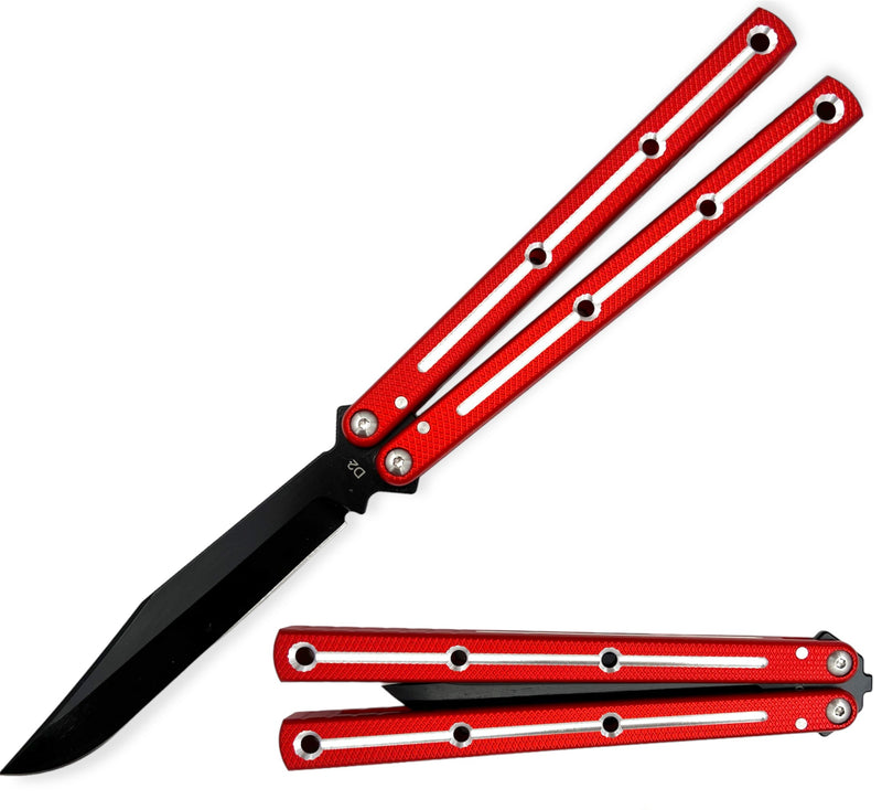 High Quality CNC Machined Butterfly Knife Red Aircraft Aluminum Handle