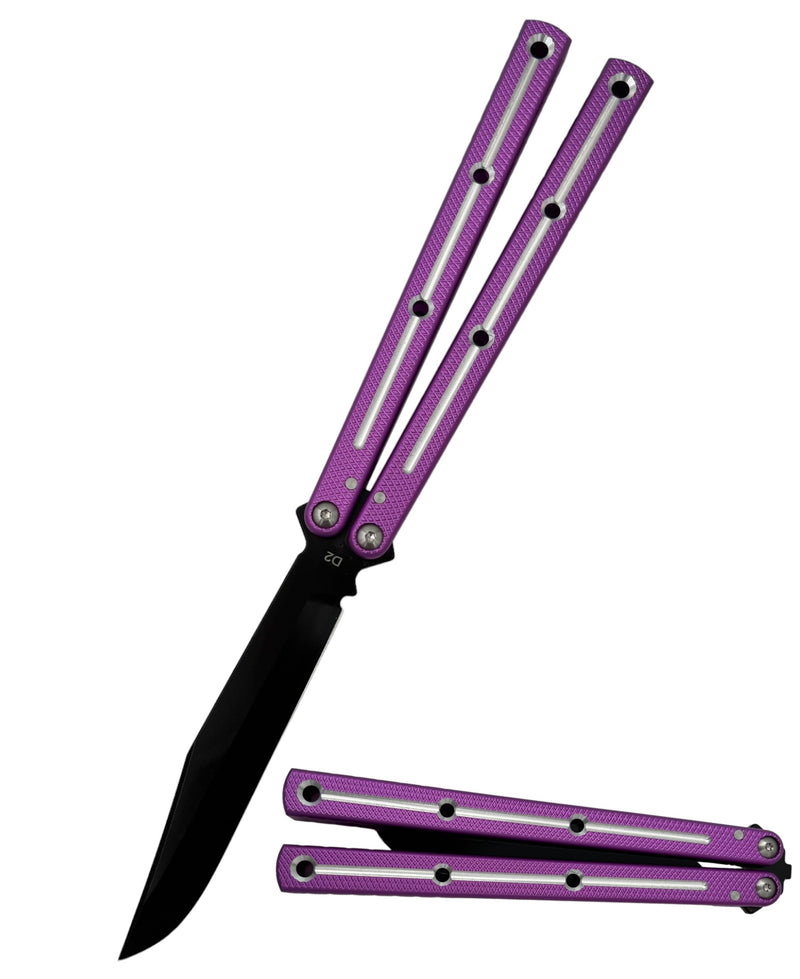 High Quality CNC Machined Butterfly Knife Purple Aircraft Aluminum Handle