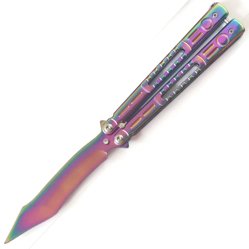 Steel Butterfly Knife Clip Blade - Rainbow