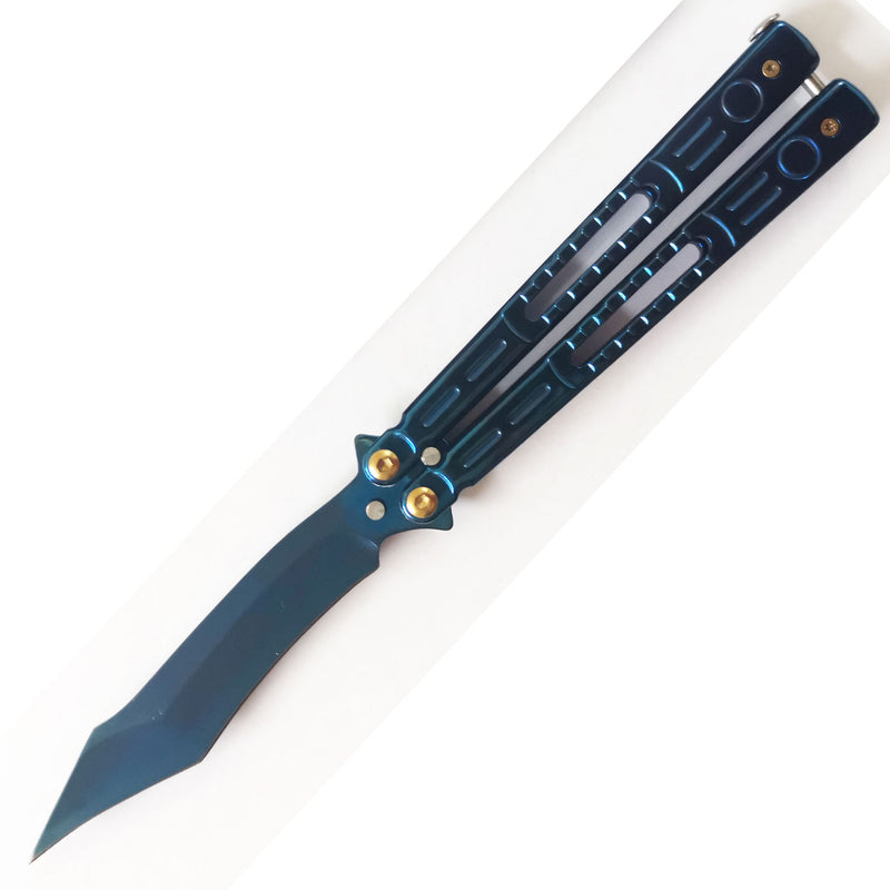 Steel Butterfly Knife Clip Blade - Blue