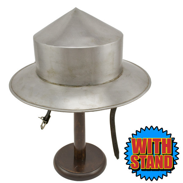 Medieval Silver Kettle Hat Helmet W/ Stand, , Panther Trading Company- Panther Wholesale