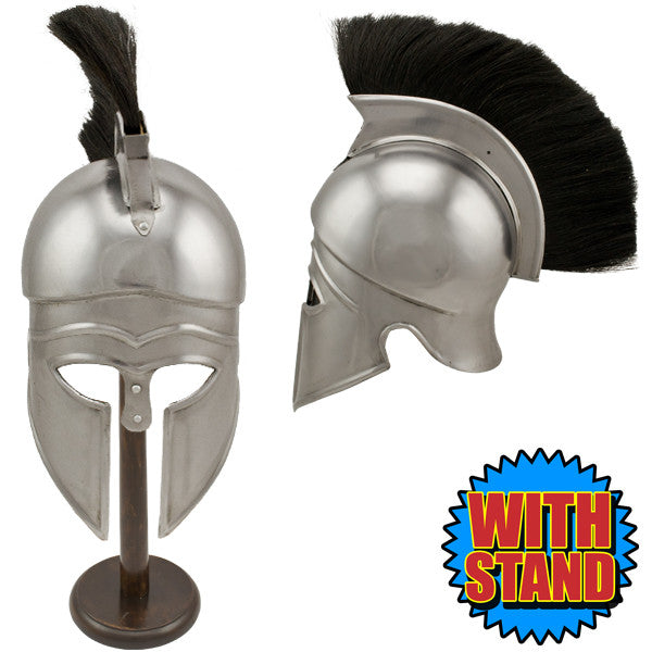 Corinthian with Plume Battle Helmet w/ Stand, , Panther Trading Company- Panther Wholesale