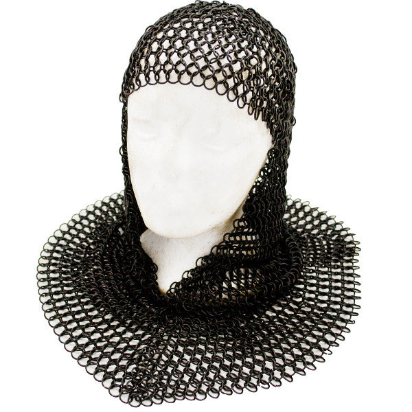 Black Chain Mail Coif, , Panther Trading Company- Panther Wholesale