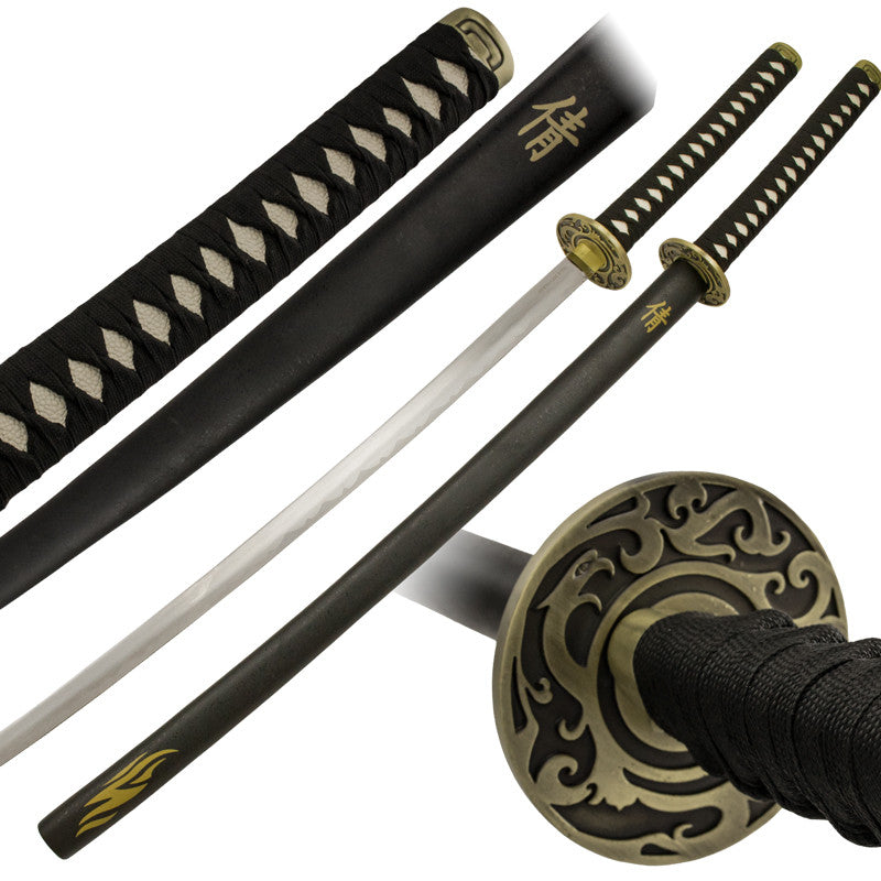Black Flame Sword Katana Set with Scabbard, , Panther Trading Company- Panther Wholesale