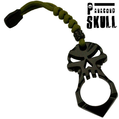 Black Skull Knuckle Keychain Survival Paracord Tool, , Panther Trading Company- Panther Wholesale