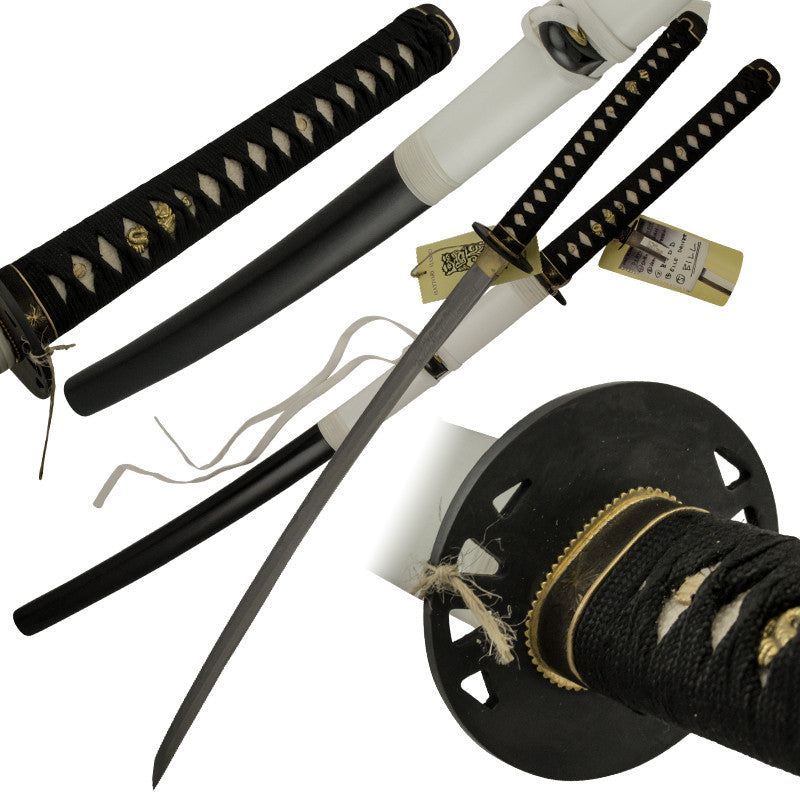 Black, Silver, and Gold Katana Sword with Scabbard, , Panther Trading Company- Panther Wholesale