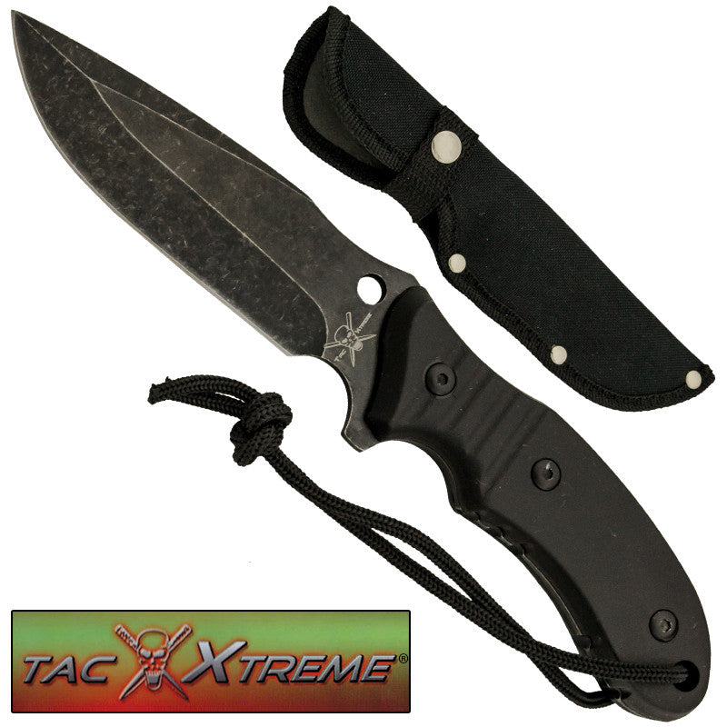 Black Stonewashed Blade Full Tang Knife, , Panther Trading Company- Panther Wholesale
