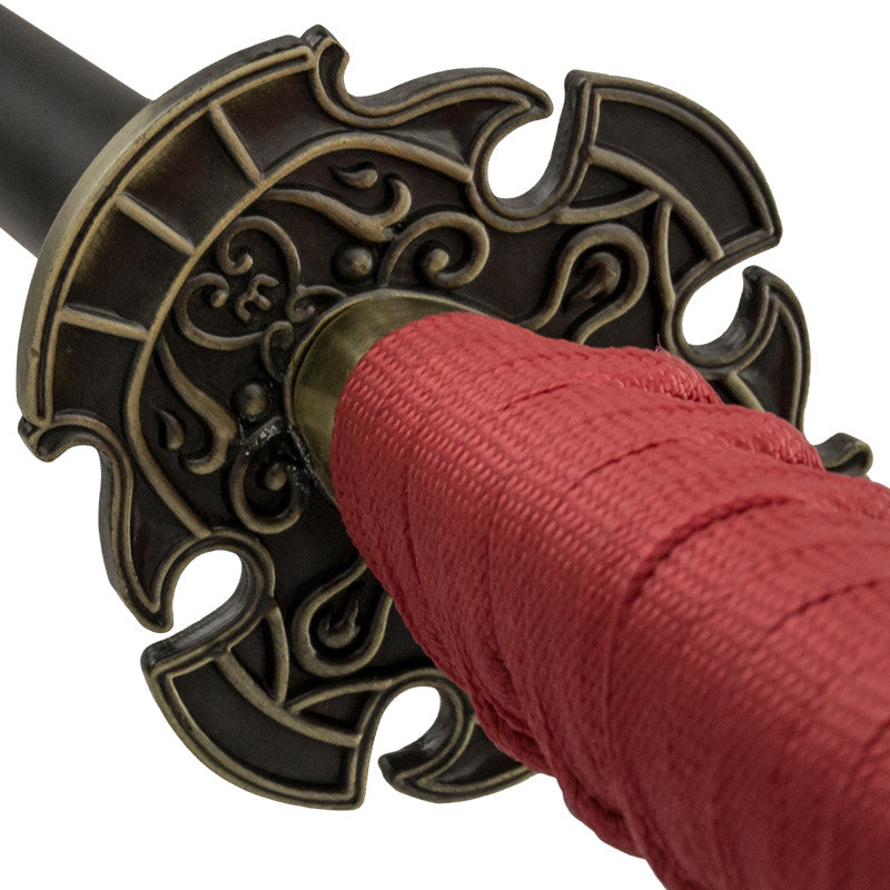 Black and Red Katana Sword with Scabbard, , Panther Trading Company- Panther Wholesale