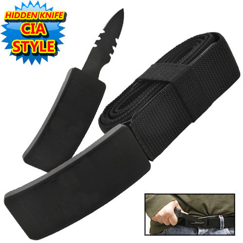 CIA Secret Agent Public Safety Belt Knife - Black Wood, , Panther Trading Company- Panther Wholesale