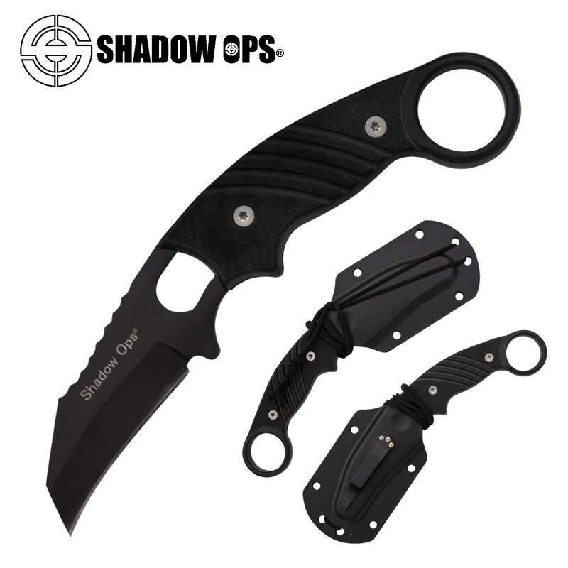 Shadow Ops Tactical Fixed Blade Knife Tanto With Black Handle