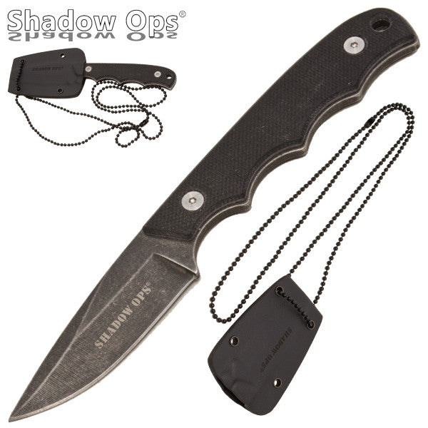 Shadow Ops Neck Knife With Ball Chain and Sheath, , Panther Trading Company- Panther Wholesale