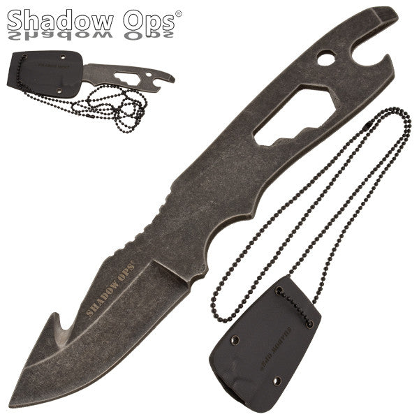 Shadow Ops Neck Knife With Ball Chain and Sheath, , Panther Trading Company- Panther Wholesale