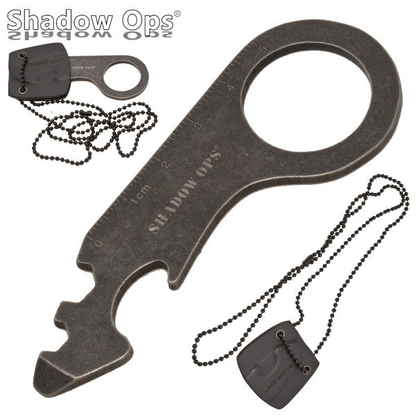 Shadow Ops Neck Bottle Opener With Ball Chain Kydex Sheath and Ruler, , Panther Trading Company- Panther Wholesale