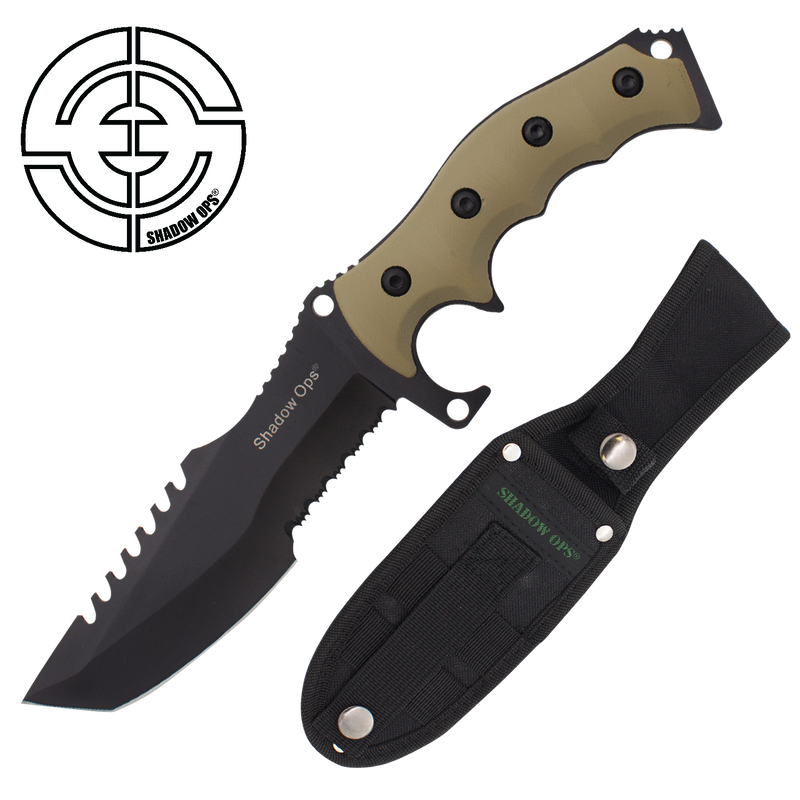 Shadow Ops Tactical Fixed Blade Combat Knife Tanto With Strong Handle, , Panther Trading Company- Panther Wholesale