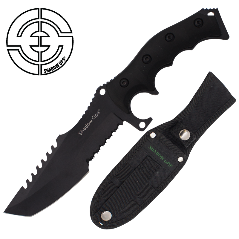 11 inch Shadow Ops Military Combat Knife CLD156 (All Black), , Panther Trading Company- Panther Wholesale