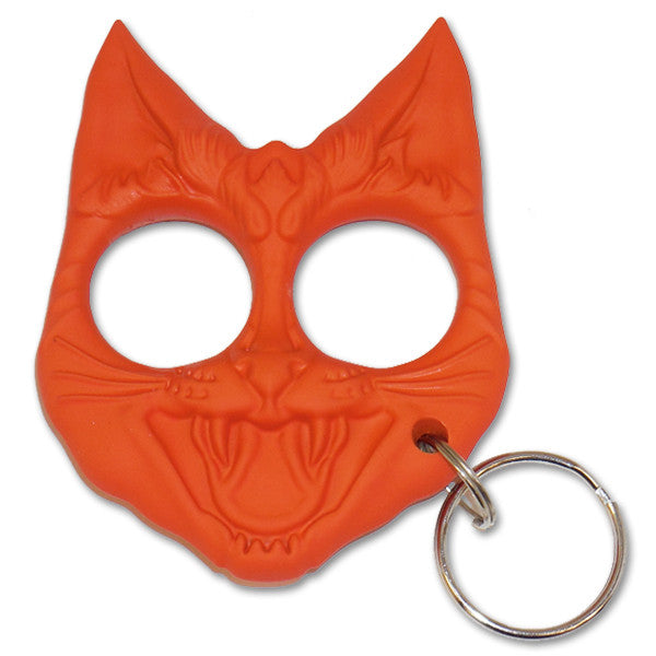 Public Safety Evil Cat Keychain - Orange, , Panther Trading Company- Panther Wholesale