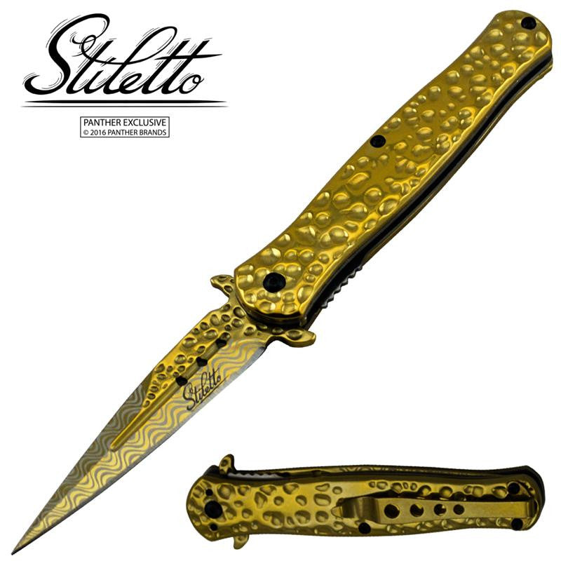 Tiger USA® Folding knife w/clip (Gold Color), , Panther Trading Company- Panther Wholesale