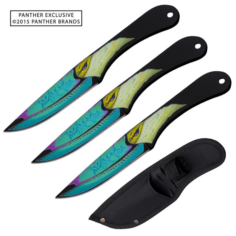 8.5 Inch 3 Pc Toucan Throwing Knife Set (Panther Exclusive), , Panther Trading Company- Panther Wholesale