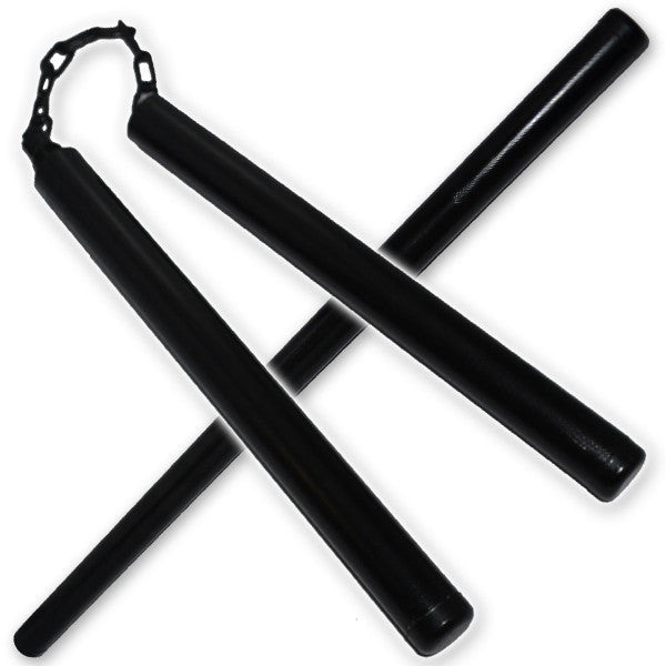 21.5 Inch Black Steel Nunchuck/Baton Combo, , Panther Trading Company- Panther Wholesale