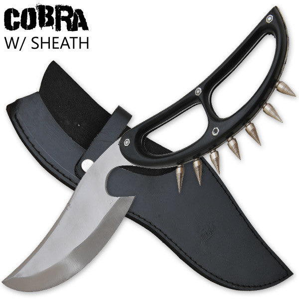 Cobra Extreme Spiked Dagger Knife With Leather Case, , Panther Trading Company- Panther Wholesale