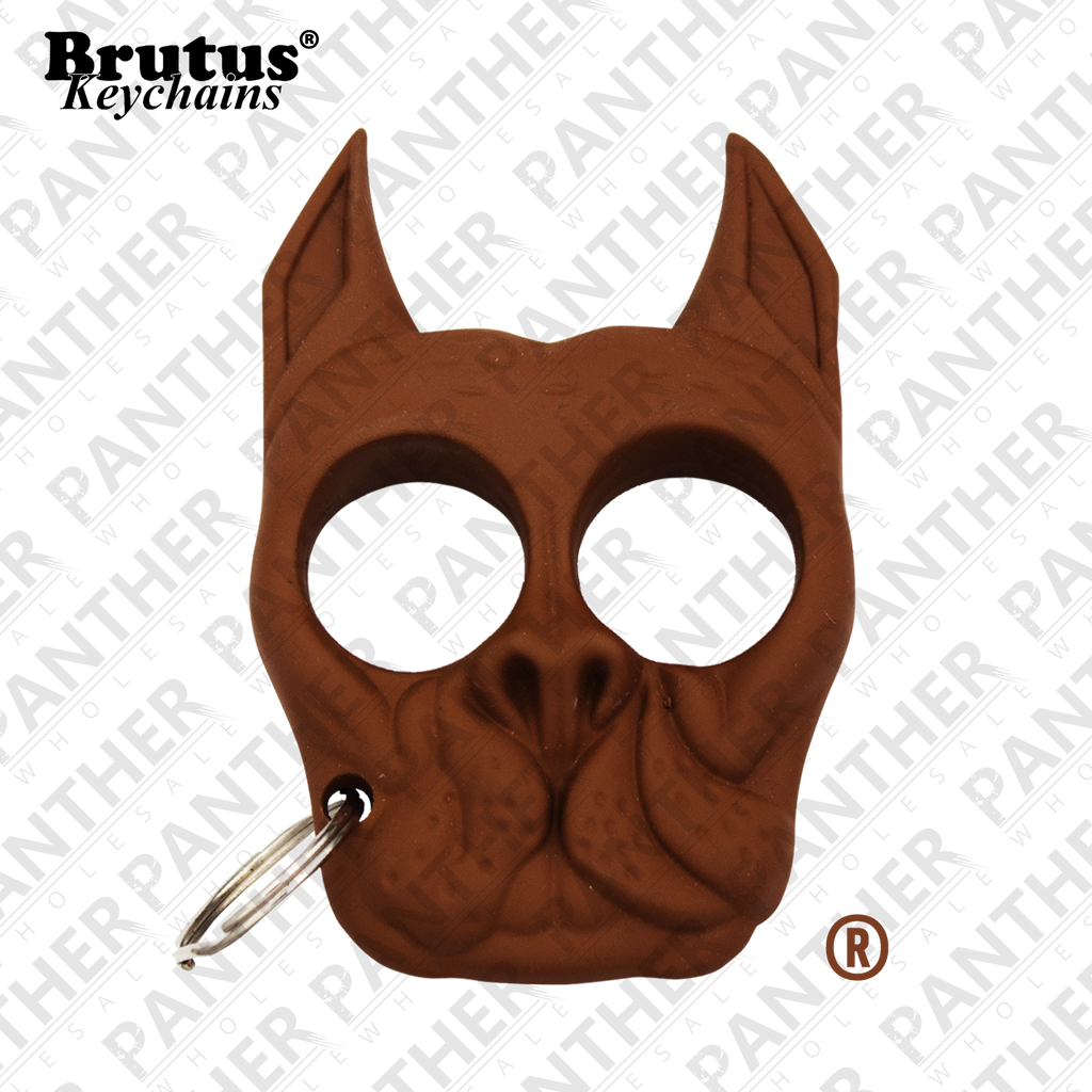 Brutus the Bull Dog - Public Safety Keychain - Brown, , Panther Trading Company- Panther Wholesale