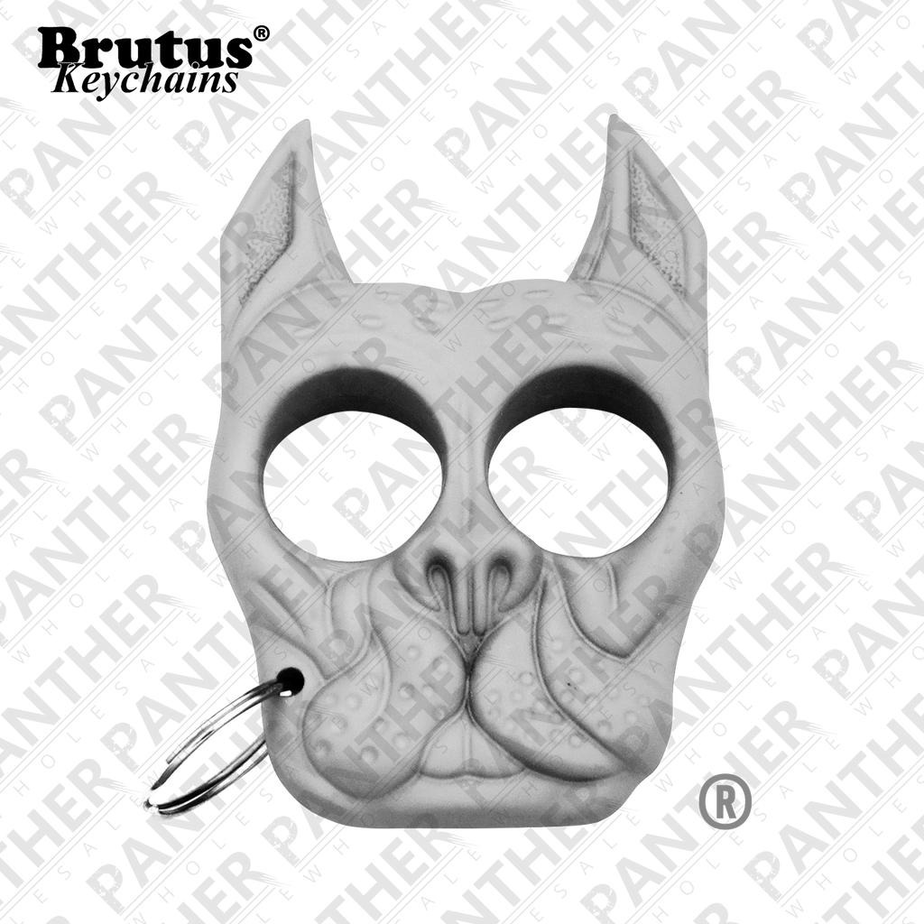 Brutus the Bull Dog - Public Safety Keychain - White, , Panther Trading Company- Panther Wholesale