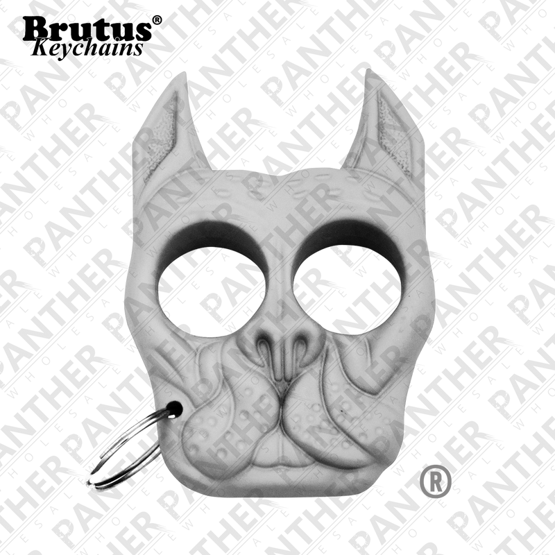 Brutus the Bull Dog - Public Safety Keychain - White, , Panther Trading Company- Panther Wholesale