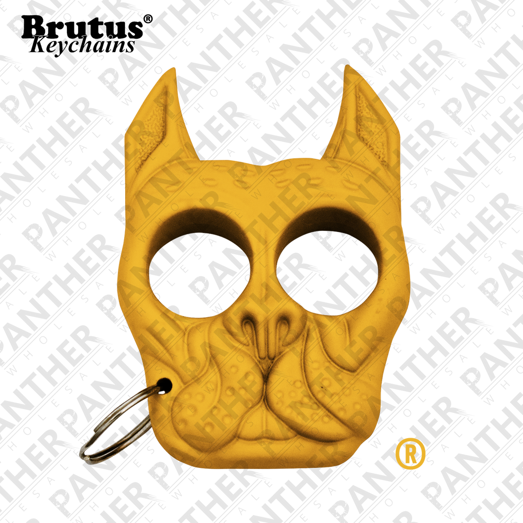 Brutus the Bull Dog - Public Safety Keychain - Yellow, , Panther Trading Company- Panther Wholesale