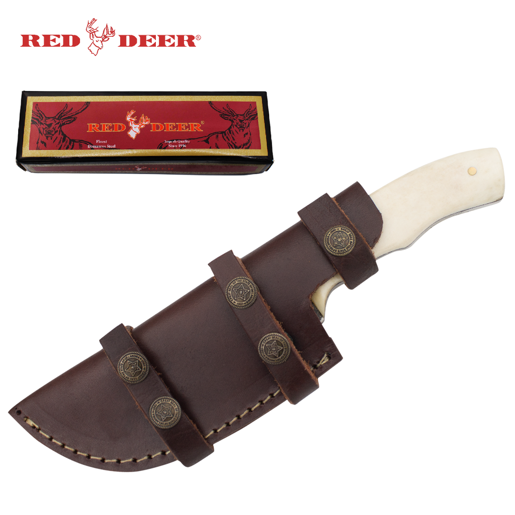 Red Deer Bone Damascus Hunter Full Tang Knife