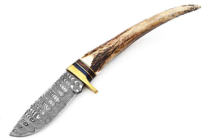Damuscus Hunting Knife W. Case Real Stag handle