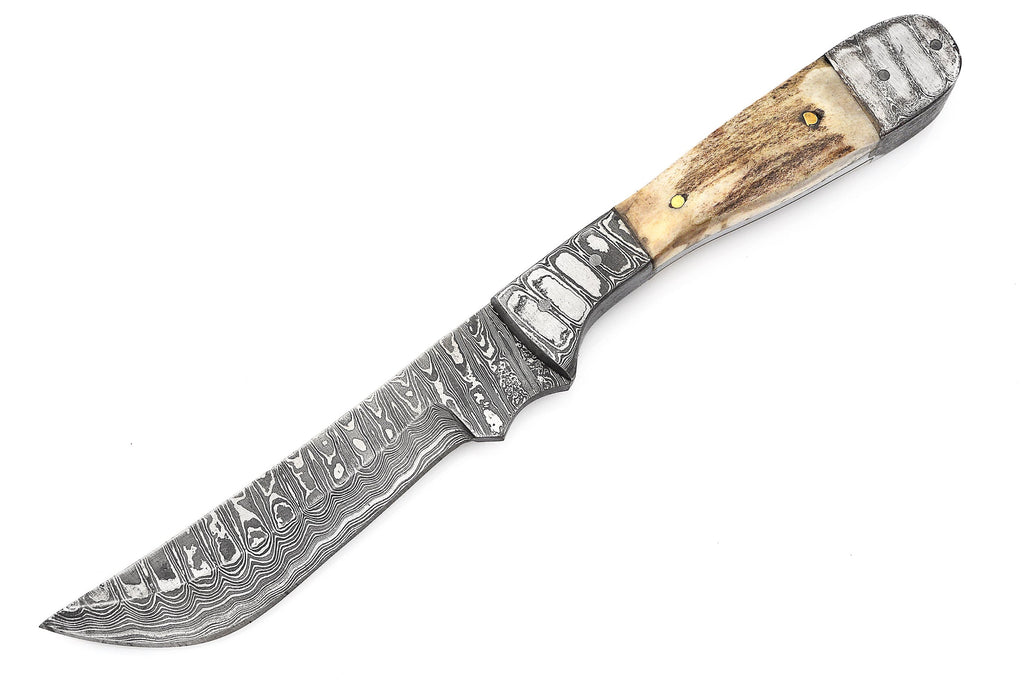 Red Deer®8.5 inch Damuscus Hunting Knife W. Case (Bone Handle)