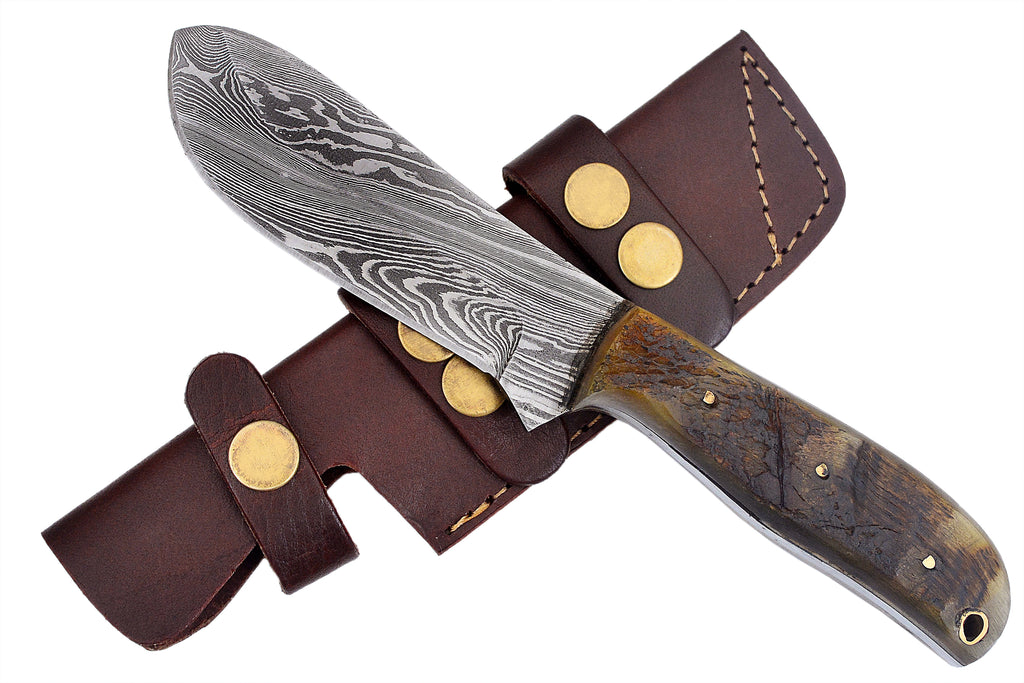 Damuscus Hunting Knife W. Case