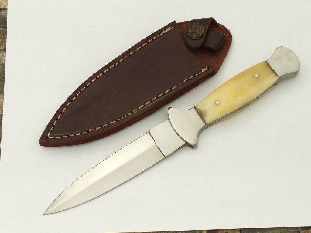 Red Deer White Buffalo Bone Handle Hunting Dagger 7.5 Inches