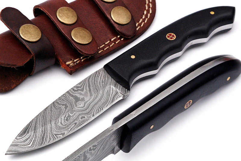 Full Tang Drop Point Damascus Steel Hunting Knife W/ Sheath