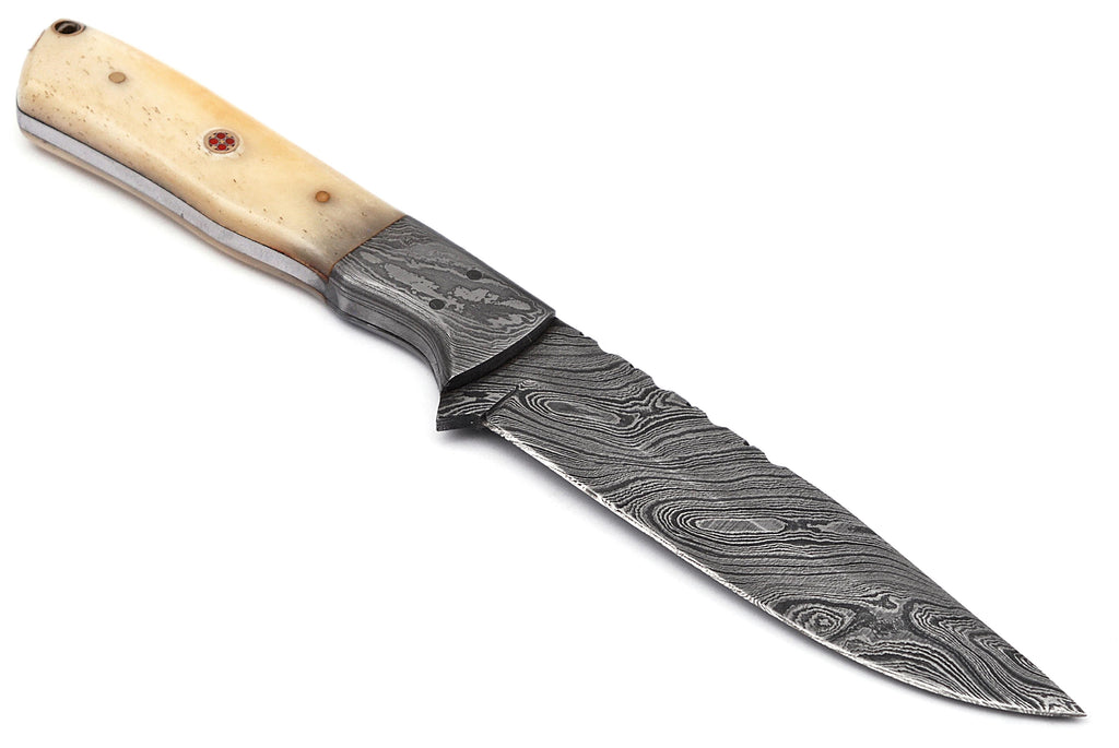 Full Tang Drop Point Damascus Steel Hunting Knife W/ Sheath