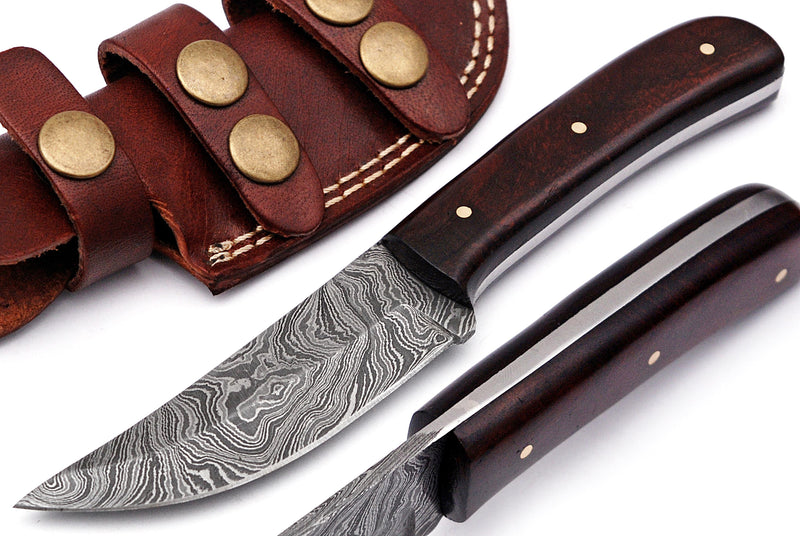 Full Tang Drop Point Damascus Steel Hunting Knife W/ Sheath