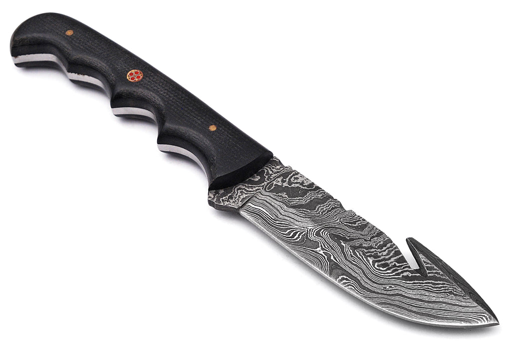 Full Tang Drop Point Damascus Steel Hunting Knife W/ Sheath