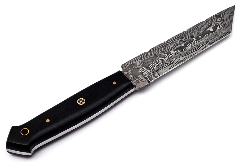 Full Tang Drop Point Damascus Steel Hunting Knife W/ Sheath