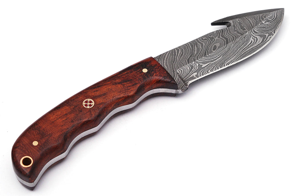 Full Tang Drop Point Damascus Steel Hunting Knife W/ Sheath