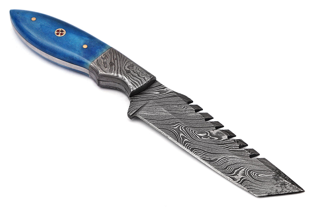 Full Tang Tanto Damascus Steel Hunting Knife W/ Sheath
