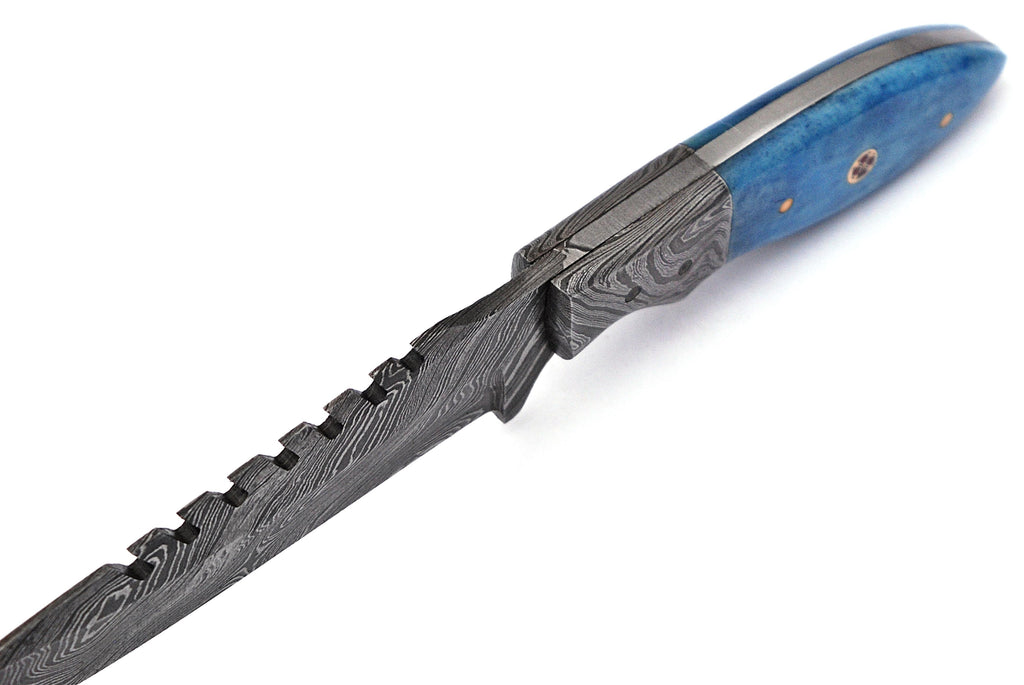 Full Tang Tanto Damascus Steel Hunting Knife W/ Sheath