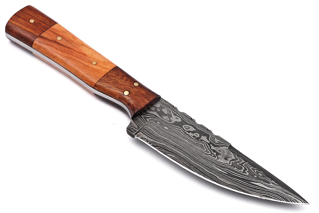 Full Tang Drop Point Damascus Steel Hunting Knife W/ Sheath